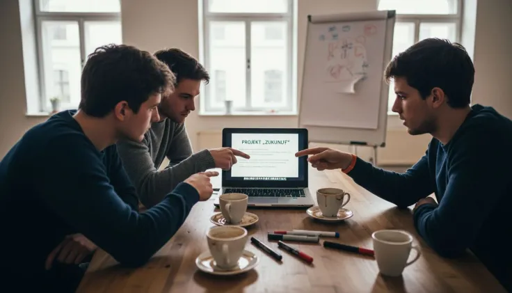 Ein Kreativteam arbeitet in einem Workshop an der Markenidentität.