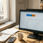 Der Agenturchef analysiert die aktuellen SEO-Kennzahlen in seinem kleinen Büro.