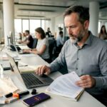 Ein Unternehmer feilt im Büro an der Suchmaschinenoptimierung für sein Projekt.