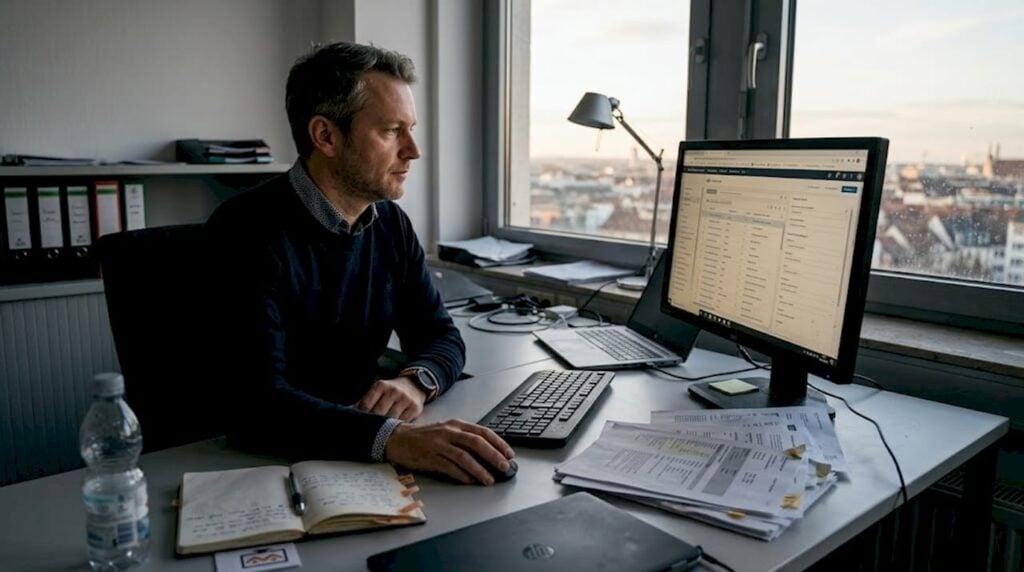 Der Vertriebsleiter pflegt und aktualisiert die Kundendaten im CRM-System.