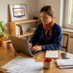 Selbstständige Unternehmerin im digitalen Arbeitsumfeld