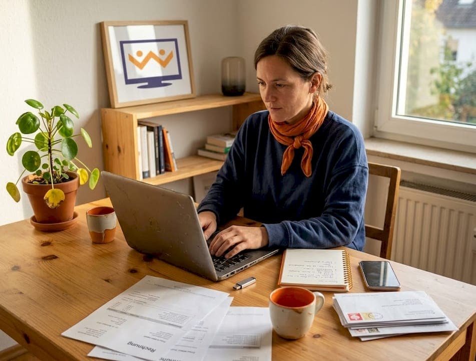 Selbstständige Unternehmerin im digitalen Arbeitsumfeld