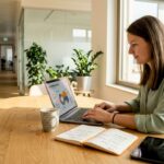 Im Büro wertet die Marketingmanagerin aktuelle Daten aus, um Trends und Entwicklungen zu erkennen.