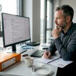 Ein IT-Berater geht technischen Problemen am Arbeitsplatz auf den Grund.